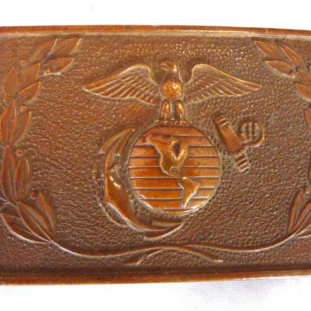 USMC Marine brass belt buckle US military uniform vintage